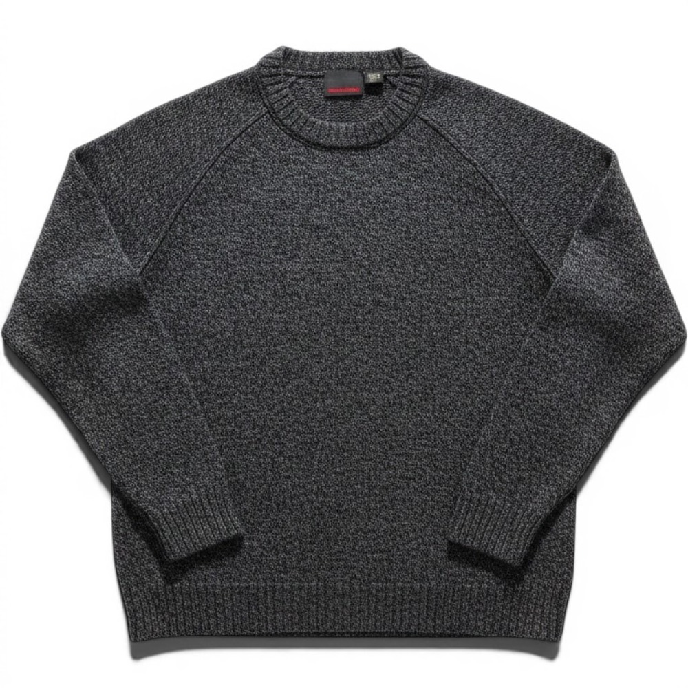 Quiksilver Sweater Mens XL Gray Knit Crewneck Pullover Logo Raglan Warm